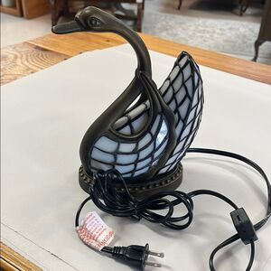 Swan Shaped Stained Glass Lamp